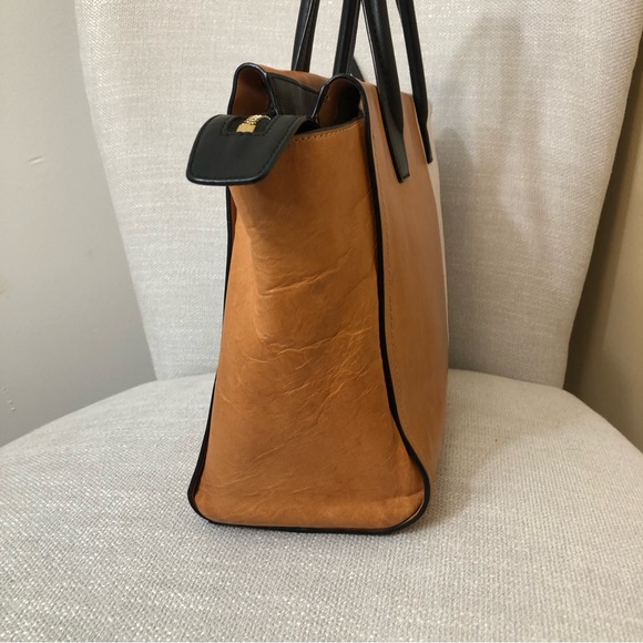 Coach Bleecker Brown Black White Colorblock Riley Carryall Tote Handbag - Picture 6 of 16